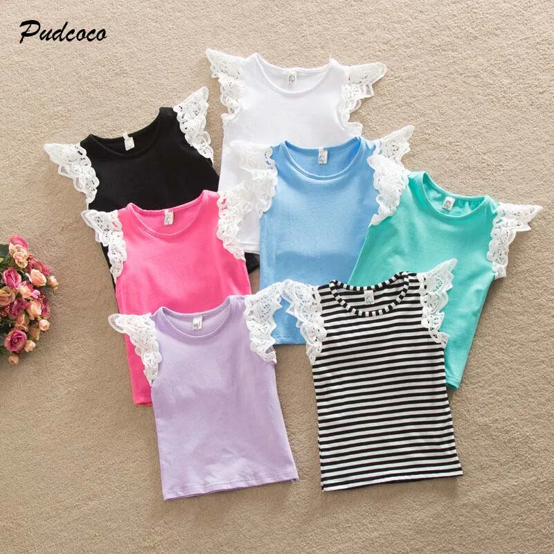 Toddler Baby Girl Kid Clothes Cotton T-Shirt Blouse Birthday Lace Top Tee Outfit