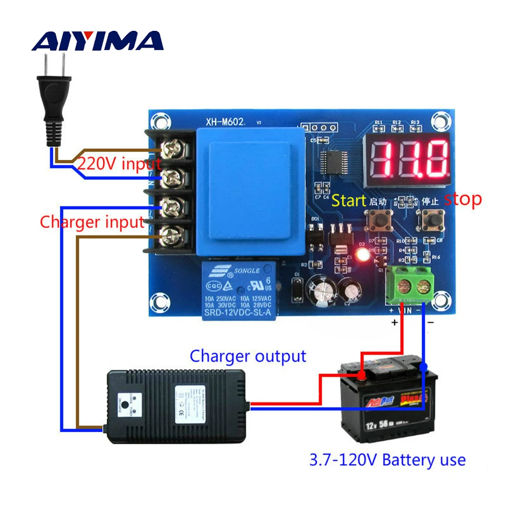 

Aiyima 3.7V-120V CNC Storage Battery / Lithium Battery Charging Control Module Battery Switch Protection Board