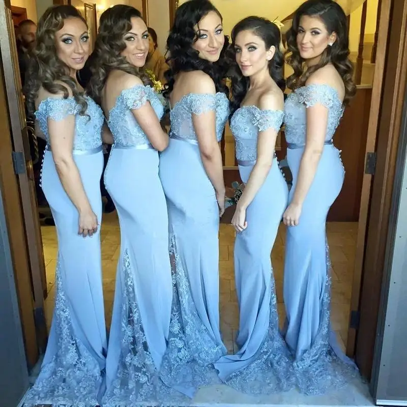 Bleu Clair Demoiselle D Honneur Robe Western Style Sirene Hors Epaule Longue Demoiselle D Honneur Robes Pour Les Mariages Robe Demoiselle D Honneur Aliexpress