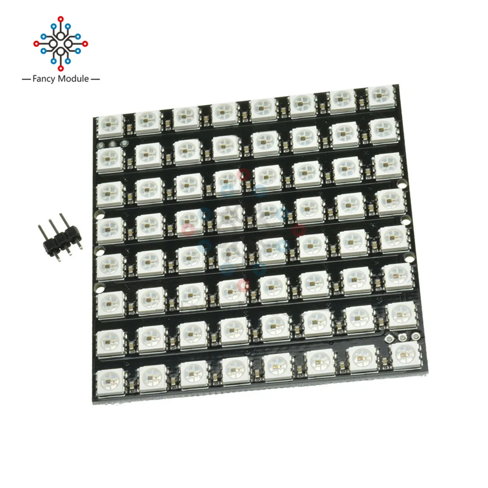 

8X8 8*8 64 LEDs 5050 RGB WS2812 WS2812B Full Color Flexible Pixel Panel Driver Board For Arduino