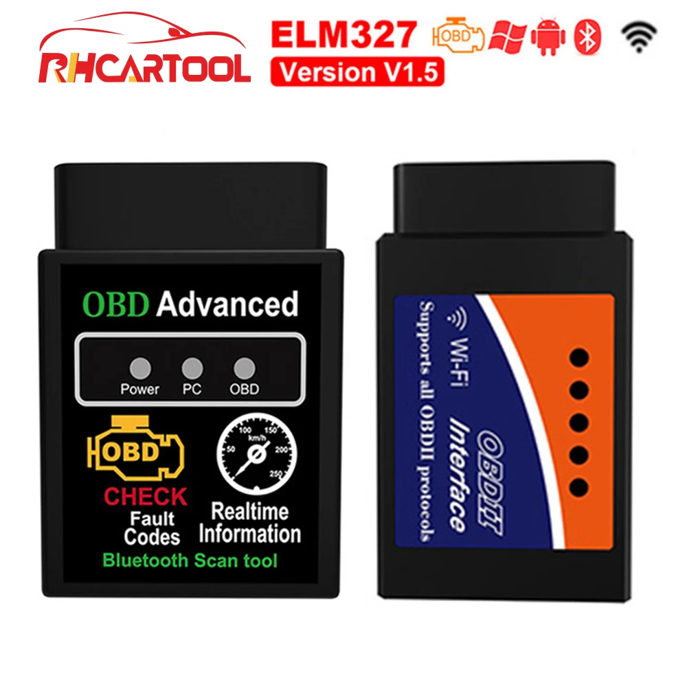 Автомобильный диагностический инструмент HHOBD V1.5 ELM327 HH OBD Advanced OBDII OBD2 bluetooth wifi Mini