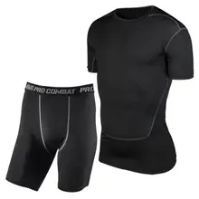 Мужские Спортивные Профессиональные колготки костюм с короткими рукавами тренировочный фитнес униформы трек поле Баскетбольная одежда для футбола стрейч наборы