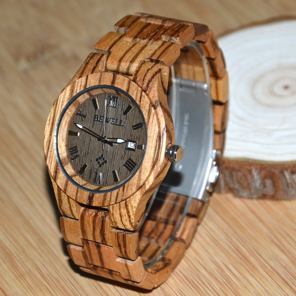 

BEWELL Wood Watch Man Watches Lightweight Calendar Luminous Pointer Reloj Hombre De Lujo Free 127A