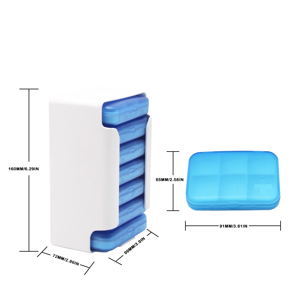 Портативный дорожный Еженедельный органайзер для таблеток на 7 дней, небольшой контейнер для таблеток, 6 сеток, органайзер для таблеток, чехол для таблеток, медицинская коробка