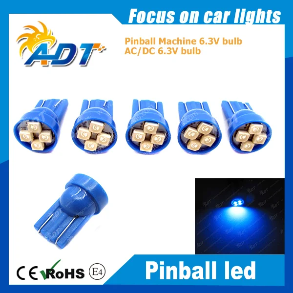 

100pcs W5W T10 #555 LED 6.3v Pinball Light 3528LEDs Chip Non ghosting Blue for Williams pinball game mechine