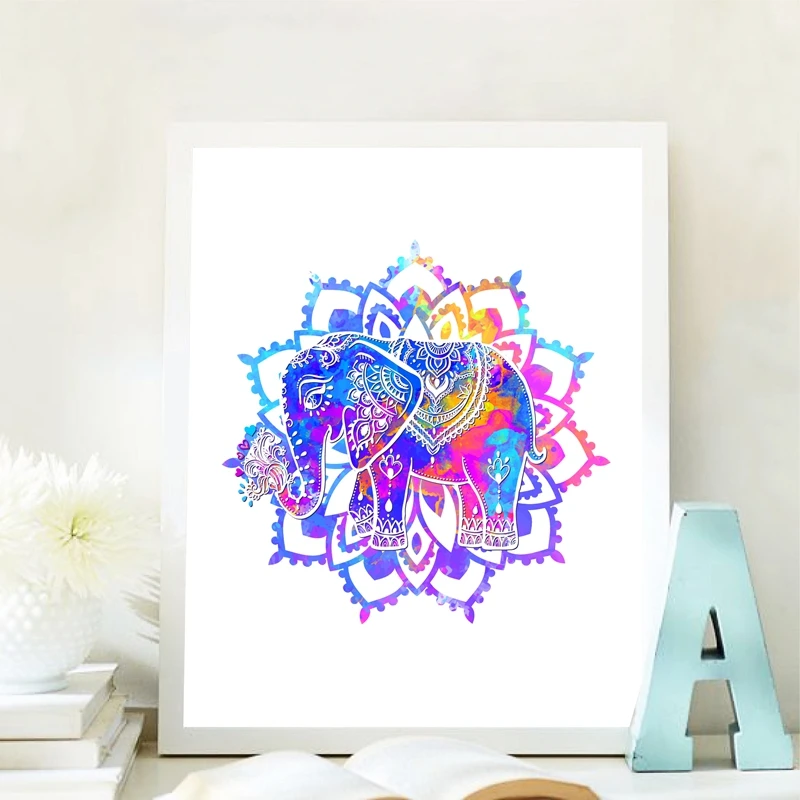 Elephant Watercolor Canvas Prints Home Decor