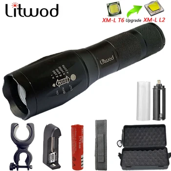 

Litwod z10 LED Flashlight 8000LM L2 Aluminum alloy Tactical Torch waterproof Zoom lantern 5 Modes bicycle light for 18650 AAA
