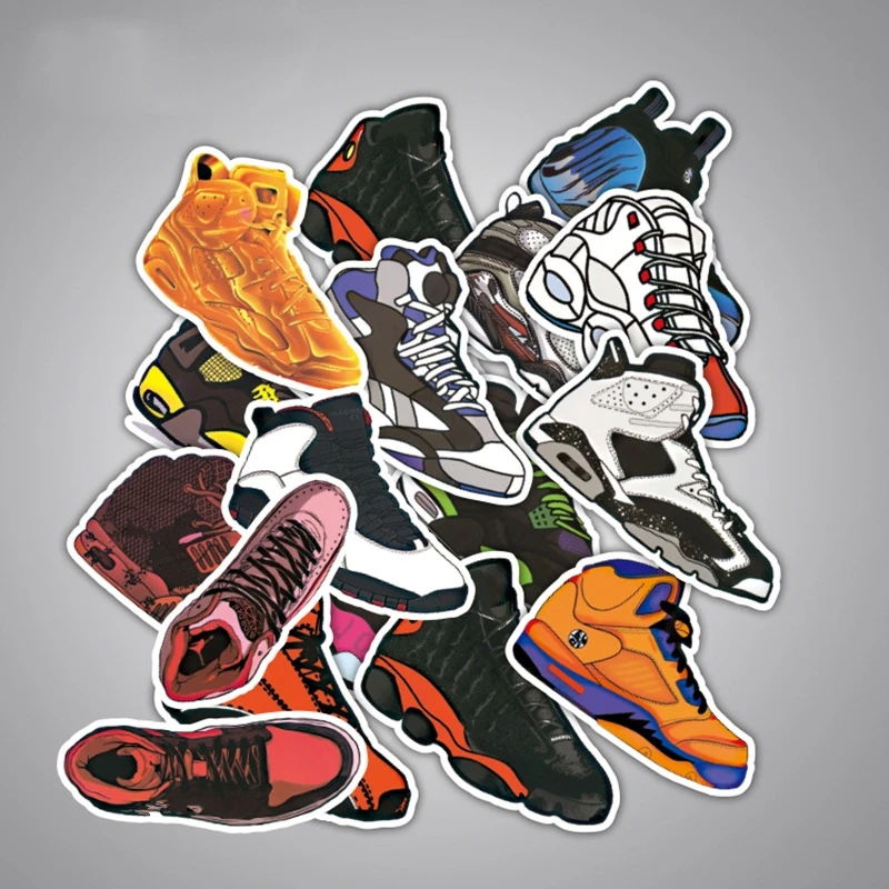 

100pcs Basketball Sneakers Sticker Waterproof Stickers For Wall Fridge Travel Suitcase Bike Sliding Plate Car Styling Sticker