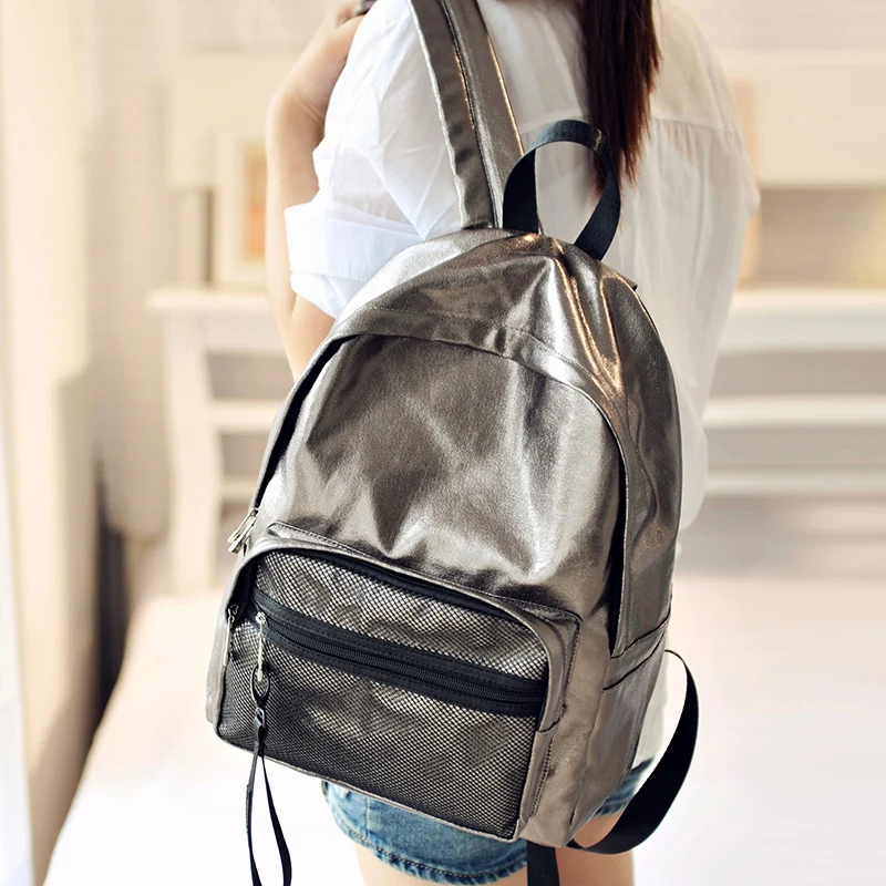 MJ Unisex Backpack Fashion Metallic Female Backpacks Casual Daypack Large Travel Bag Big Holographic Backpack Cool School Bags  