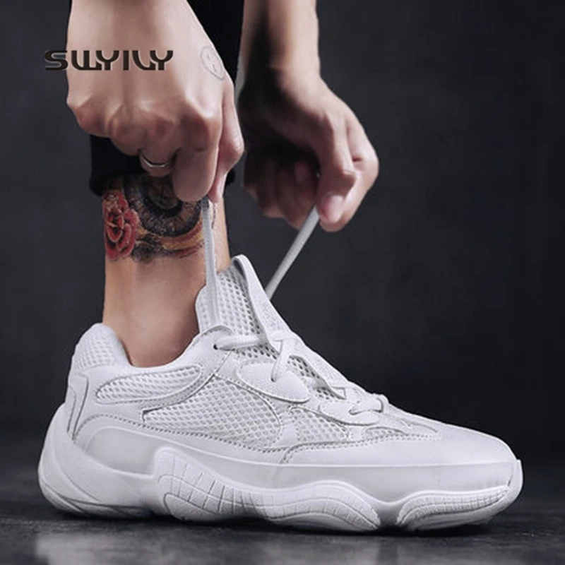 SWYIVY Men Running Shoes Lace-up Mesh Breathable 2018 Autumn Sneakers Men Running Shoes Non-slip Light Weight sapatilhas homem