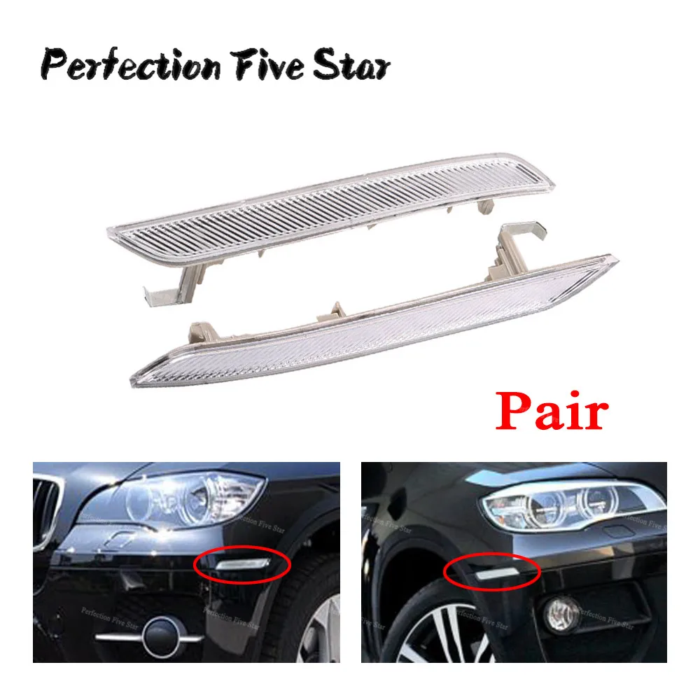 

Pair Left+Right Clear White Side Marker Reflector For BMW X6 E71 E72 2007-2014 63147187087 63147187088 63 14 7 187
