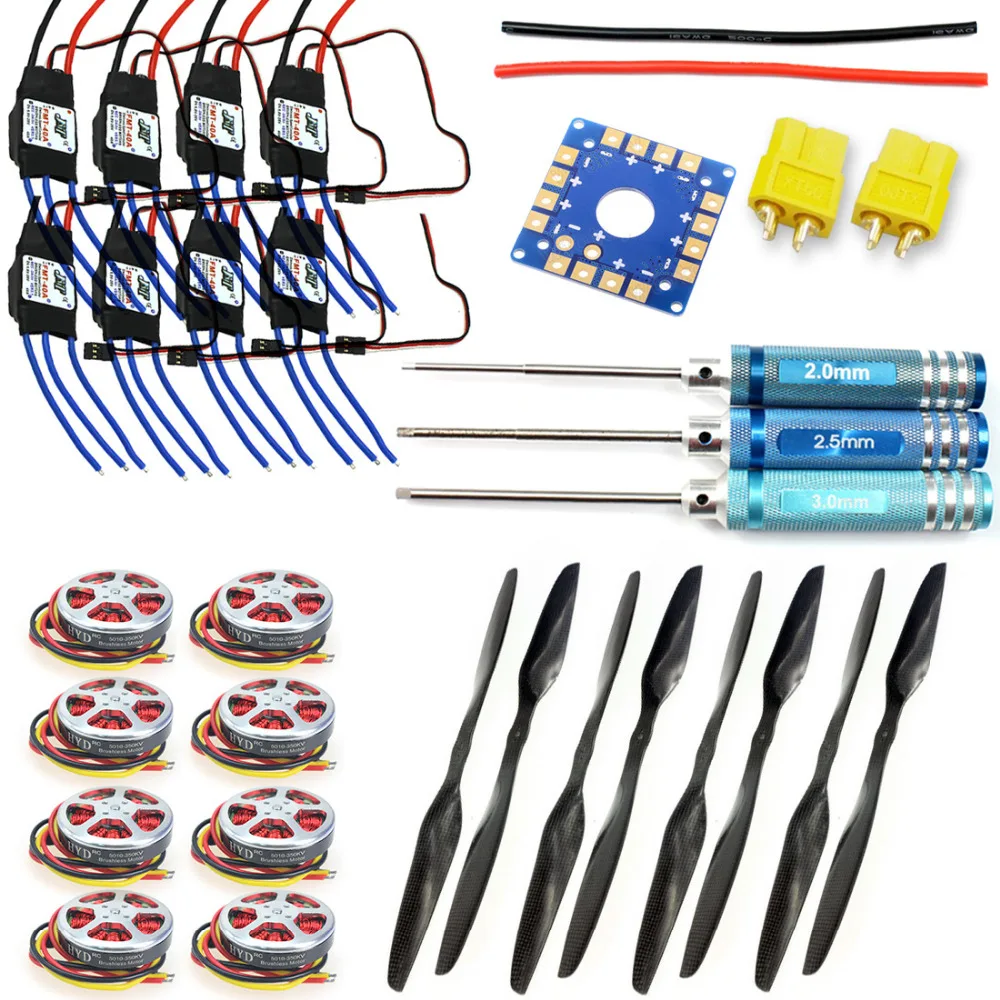 

F05423-G Foldable Rack RC Helicopter Kit KK Connection Board+350KV Brushless Disk Motor+15x5.5 3K Propeller+40A ESC