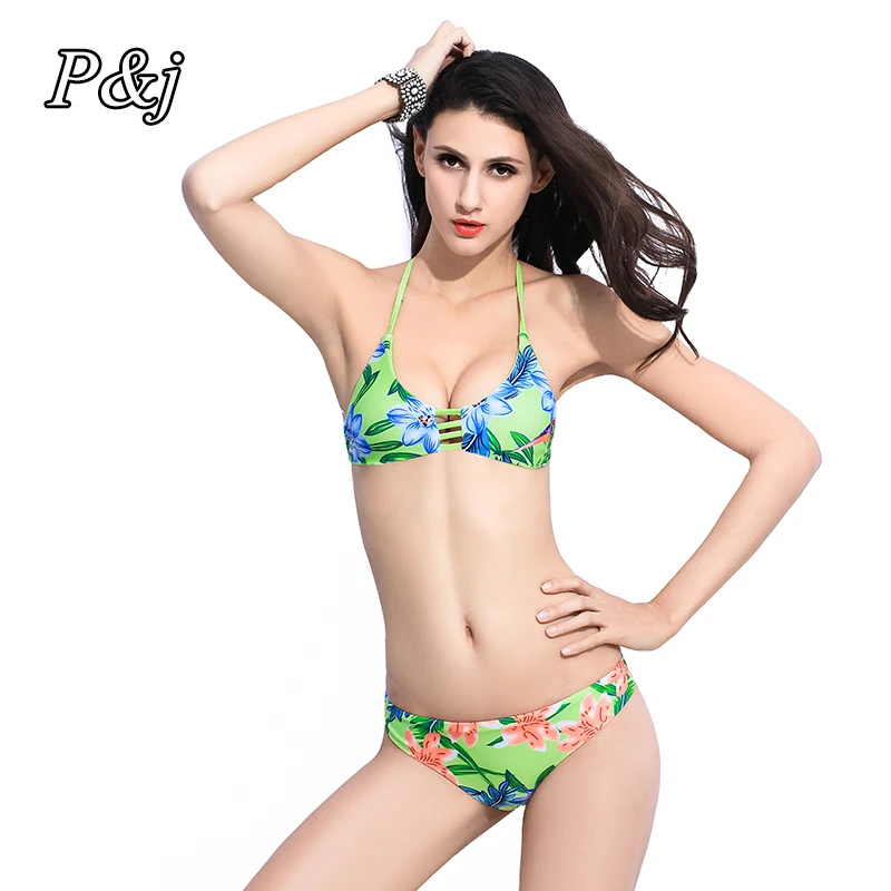 

P&j biquinis feminino 2017 Sexy Bikini Set Women Beach Swimwear Ladies Swimsuit 2 Colors Bikini Brazilian Sexy Bathing Suit