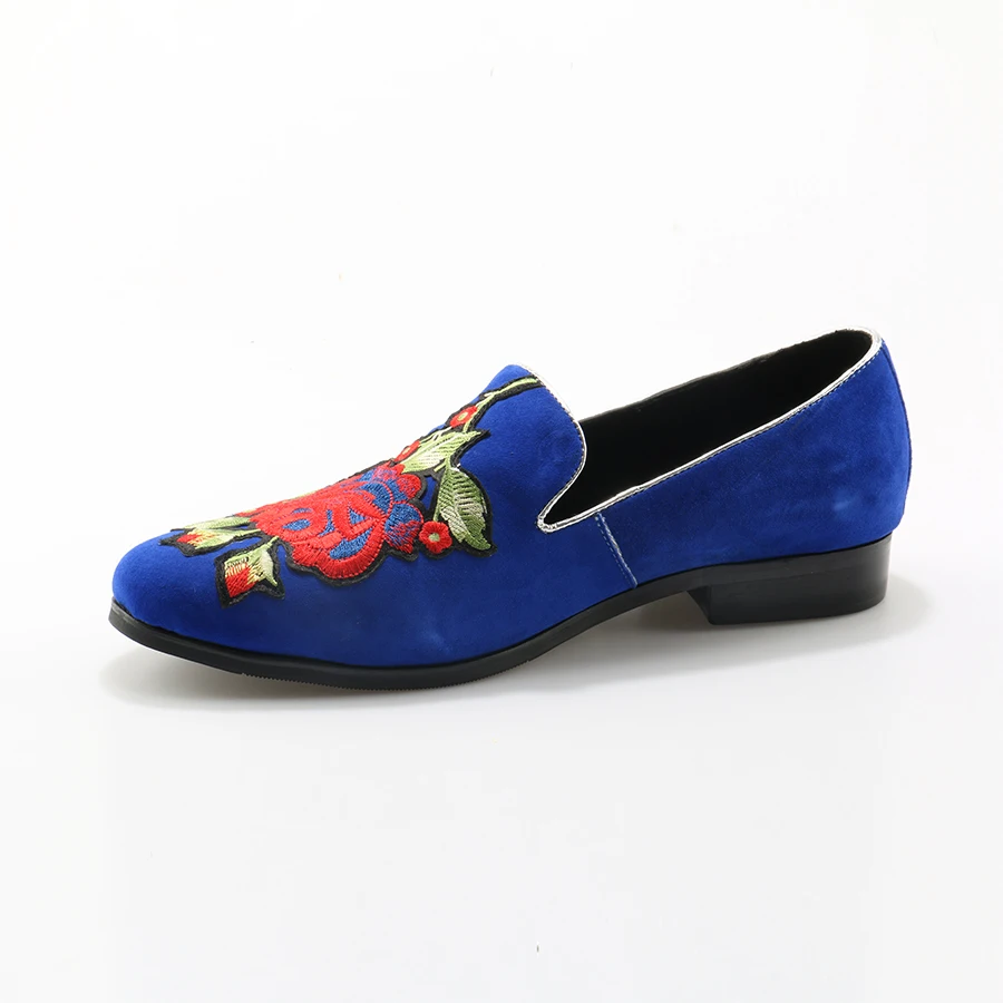 Flower Suave Mocasines Cuero Hombres Floral Deslizamiento Conducción Okhotcn Zapatos God En Suede Flower blue Buena De Flower Bordado black Red Pisos Calidad Blue Casual 07gxxnwq8