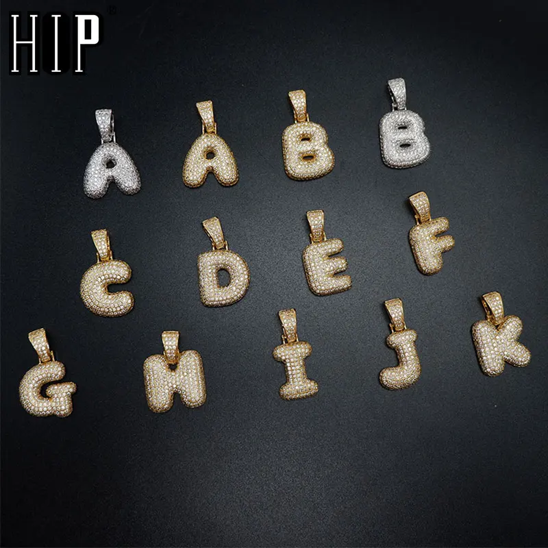 

Iced Out Cubic Zircon 26 A-Z Letters Necklaces & Pendant Chain For Men Women Hip Hop Jewelry Gold Silver Color Gift Dropshipping