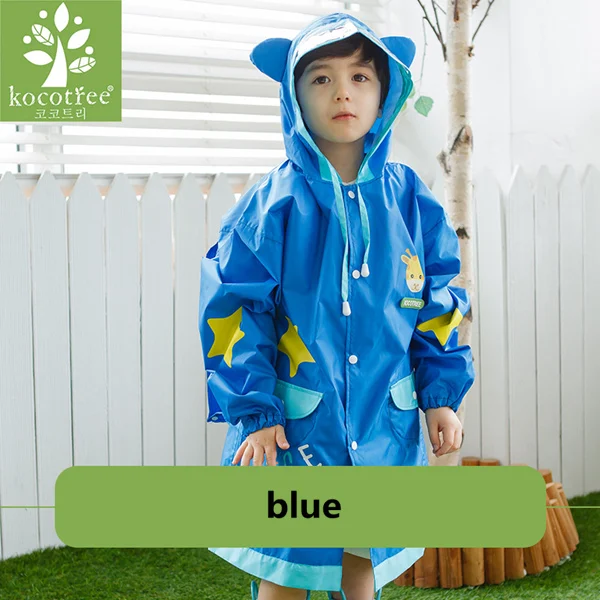 Kocotree, студенческий рюкзак с поясом, дождевик для маленьких детей, с рисунком, непромокаемый дождевик для девочек и мальчиков, водонепроницаемый пончо, дождевик - Цвет: Old blue