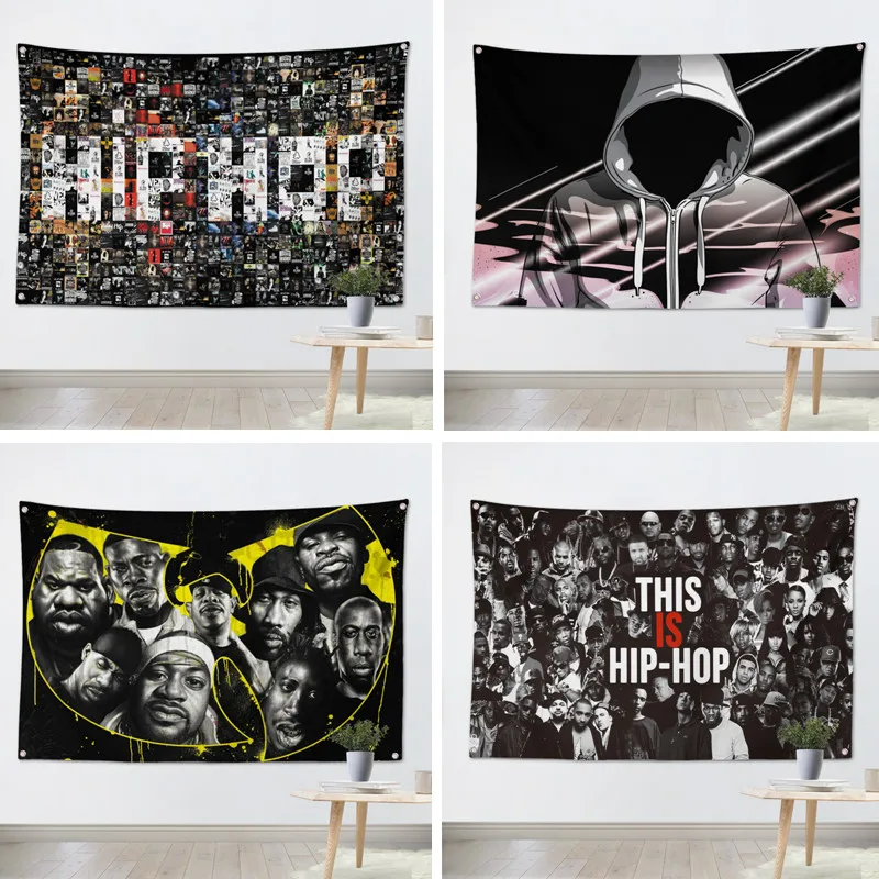 

Hip-hop music American pop graffiti culture Shabby chic Rock poster flag banner tapestry cloth Art Bar Cafe Bedroom Decor