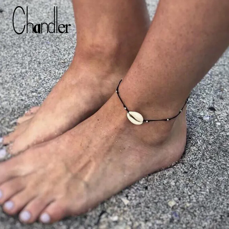 

Chandler Cowrie Shell Bracelet Gold Color Color Rope Chain Beads Seashell Charm Bracelets Leg Ankle Bohemian Sea Beach Jewelry