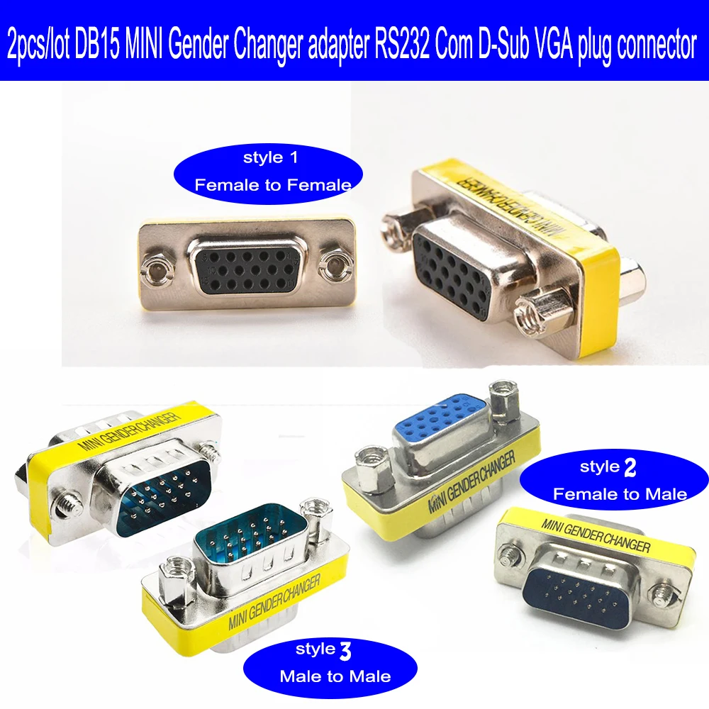 10 шт./лот 15 pin D Sub VGA HD SVGA мини переходник для пола ПК разъем мама папа F/F M/M