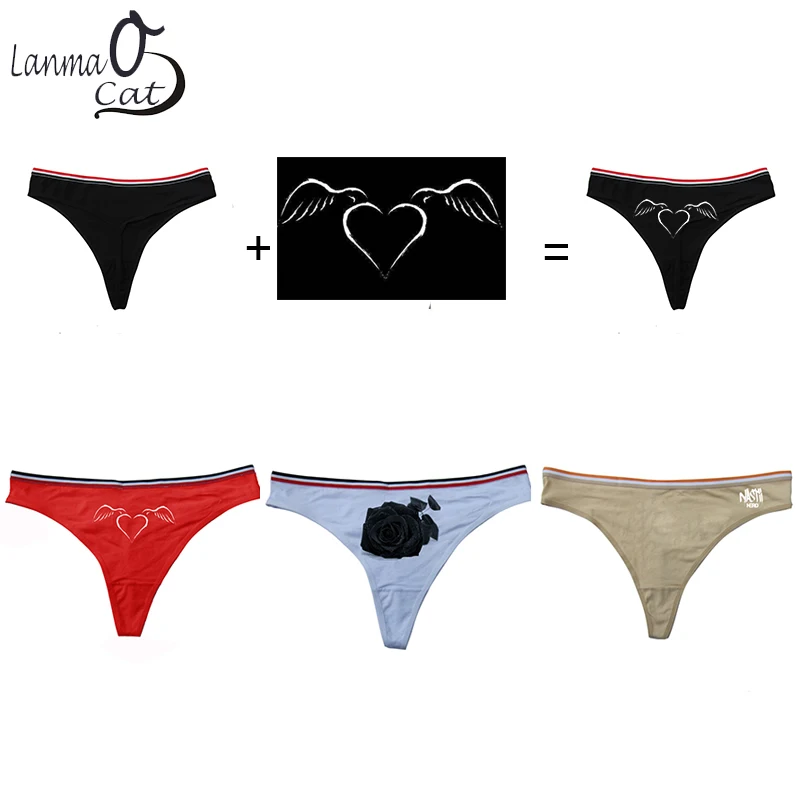 Lanmaocat Sexy G String Panty Women Custom Design Print Logo Picture G String Underwear Female Cotton DIY Pantry Free Shipping