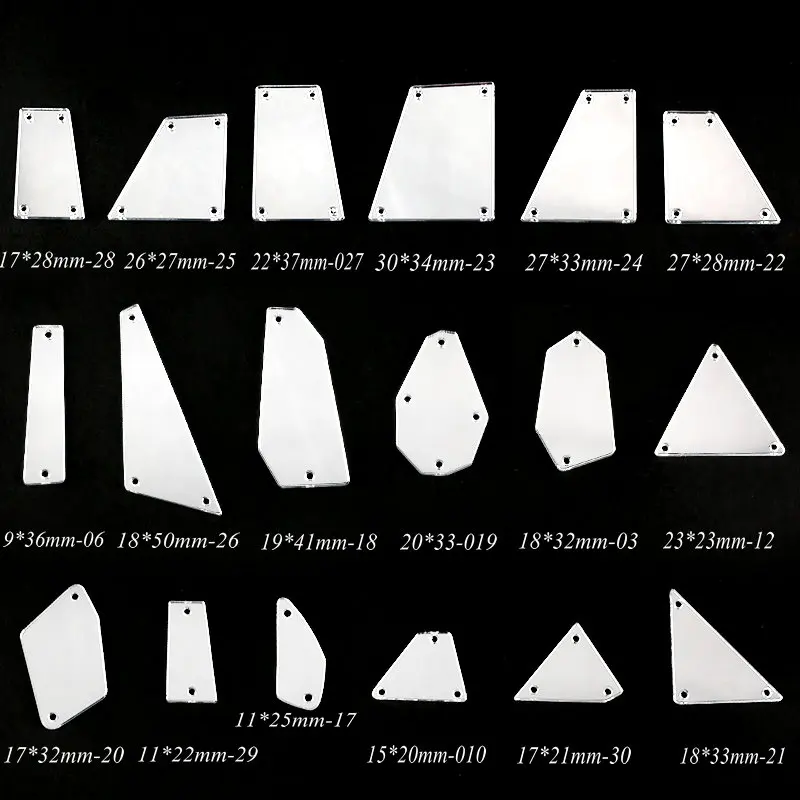 30piece/set Mirror Sew on rhinestones with holes flat back Acrylic Shiny Sew-on Stone Dress decoration sewing rhinestones glass crystal rhinestones