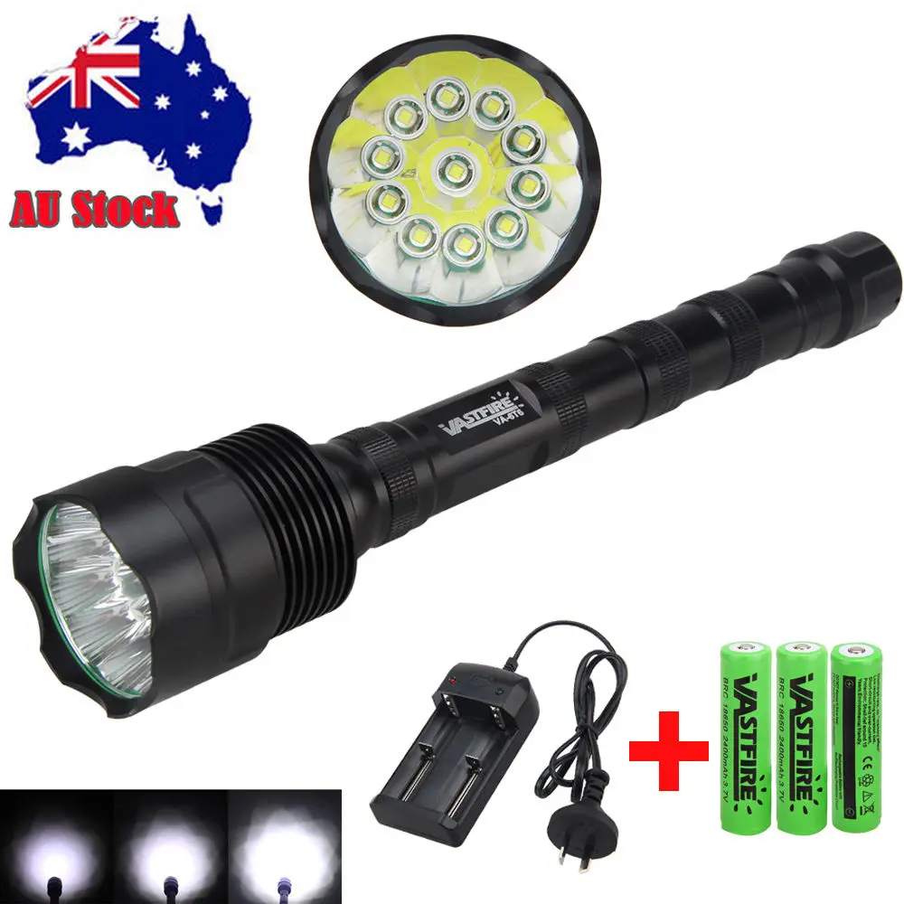

Military 28000lm 11xXML T6 LED Rechargeable Flashlight Torch Hunting Fishing Lamp Light 18650 Battery+ Charger