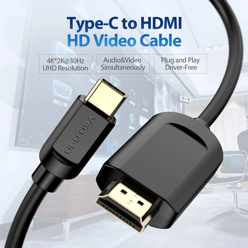 Vention USB C HDMI Тип Кабеля к Thunderbolt 3 для MacBook huawei Коврики P20 Pro samsung Galaxy S9/ s10