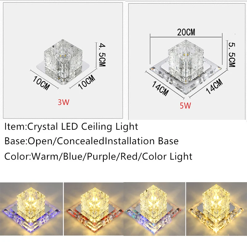 Simples e Moderno Conduziu a Lâmpada do Teto Luzes do Corredor para Iluminação Luz de Teto Quadrado Cristal Criativo Decorativa Embutida Lâmpada Led 7 Luz de teto simples e moderno quadrado