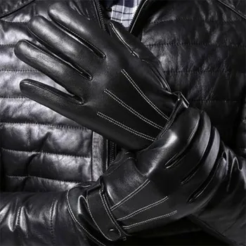 

VISNXGI New Fashion PU Leather Unisex Winter Gloves Women Men Touched Mittens Autumn Winter Couple Drving Glove Mitten Guantes