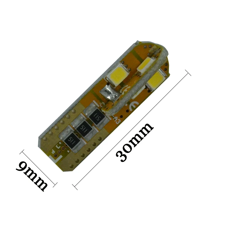 100 шт. автомобильный Стайлинг T10 Led 8 smd 2835 0.15A без ошибок потока PCB 5 Вт лампочка для салона автомобиля клиновидные боковые светильник белые светодиодные лампы 12V
