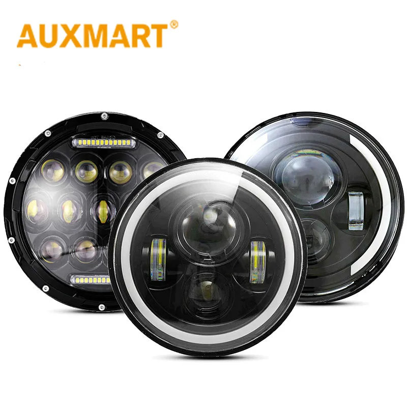 

Auxmart 30W 7inch Round Led Headlight High Low Beam Light Halo Angle Eyes DRL Headlamp For Jeep Wrangler Off Road 4x4 Motorcycle