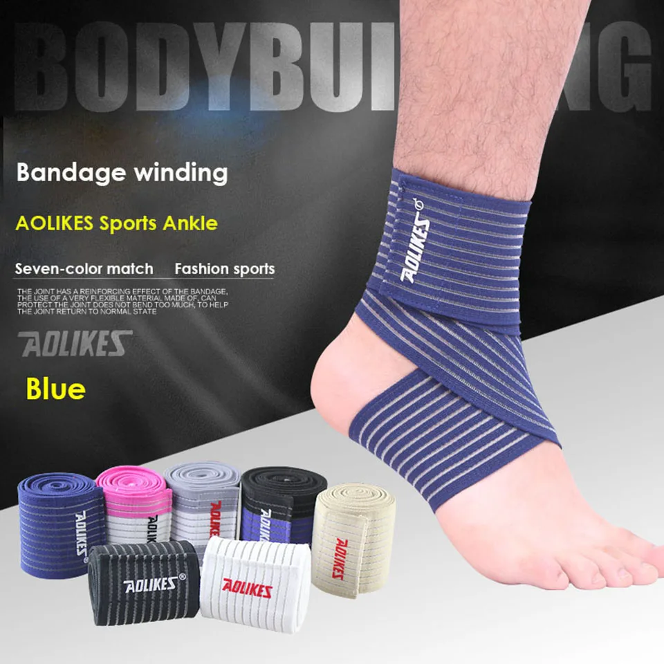 AOLIKES 1 шт. высокое качество лодыжки Поддержка бандаж для колена бандаж Волейбол Баскетбол лодыжки Orotection регулируемые эластичные ленты - Цвет: Blue