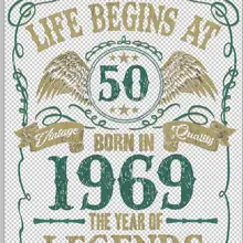 Модные Летний стиль жизнь начинается в 50 мужская футболка BORN 1969 году легенды 50th на день рождения Подарочная футболка
