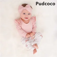 3 шт. Emmababy Дети младенческой для маленьких девочек Комбинезон Топы и длинные штаны Одежда с принтом "фламинго", комплект одежды