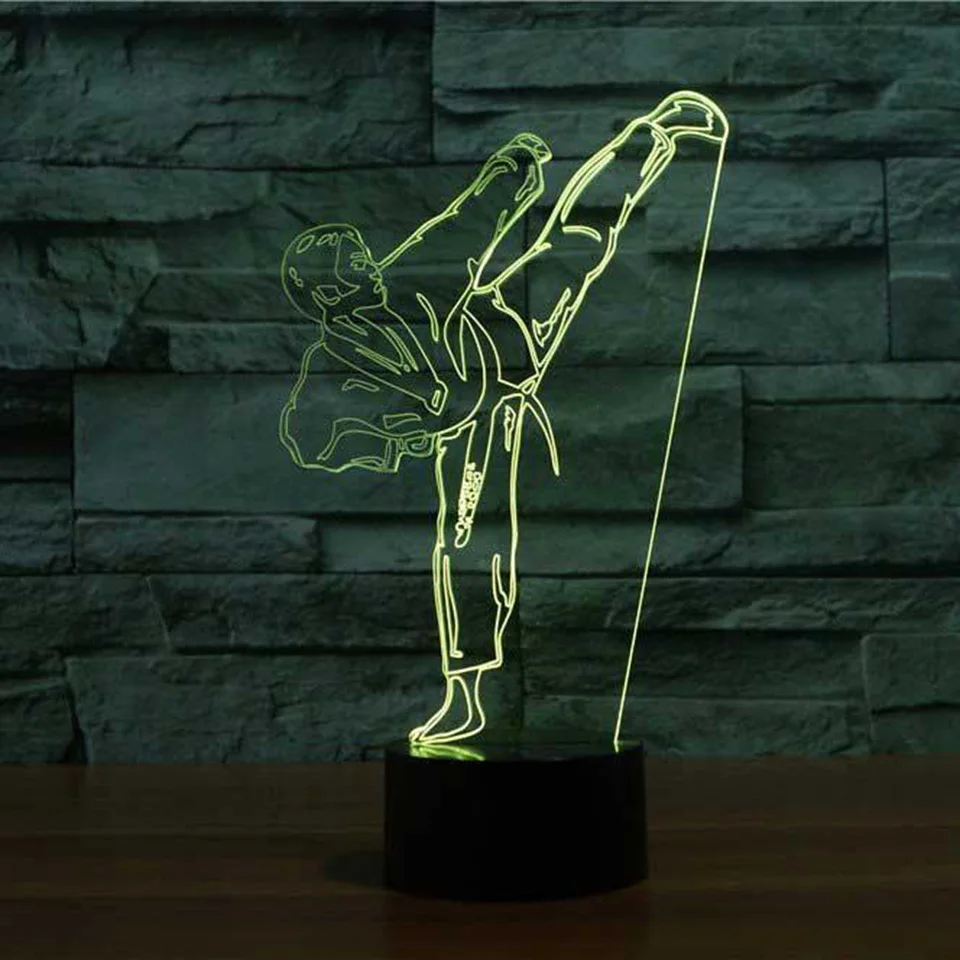 Творческий каратэ Шап настольная лампа USB 3D светодиодный тхэквондо ночник Lampara прикроватная тумбочка для спальни боевое художественное видение освещение подарки для детей