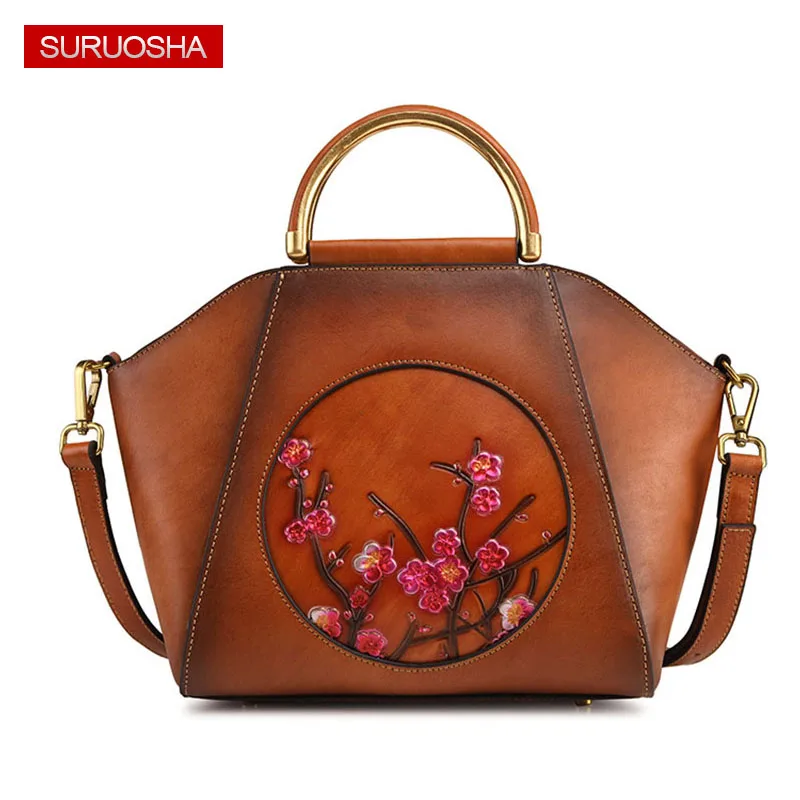 

Luxury Brand Bag Women 100% Genuine Leather Handbags Ladies Vintage Shoulder Bag Natural Skin Leather Handmade Women Handbag