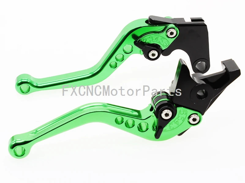 Green Short CNC Regular Clutch Brake Lever One Pair For Kawasaki KLR250