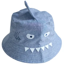 Детская Солнцезащитная шляпа с 3D рисунком акулы, Пляжная Панама для девочек и мальчиков, хлопковая летняя шляпа Солнцезащитная шляпа для детей 2-5 лет