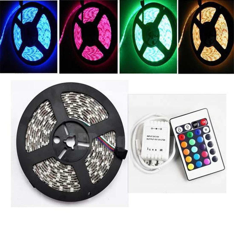 Бесплатная доставка 5050 60 светодиодный 5M AC/DC 12V 55W Водонепроницаемый RGB полосы