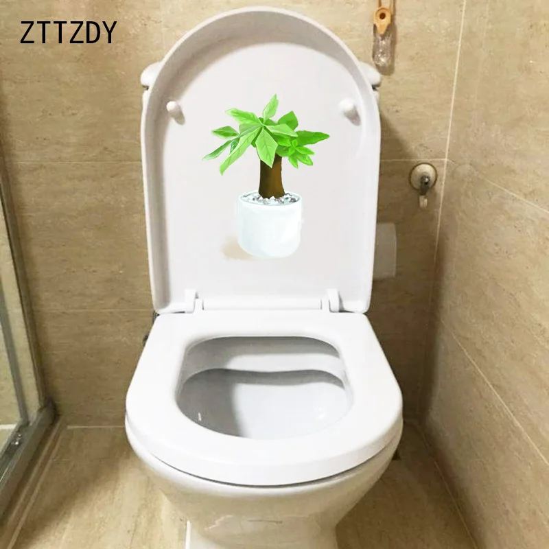 ZTTZDY 17 3*22 5 см зеленое дерево в горшке мультфильм Туалет украшения унитаз наклейки
