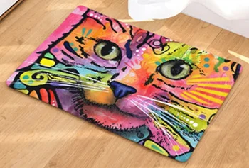 

CAMMITEVER Colorful Cartoon Graffiti Comics Cat Floor Rug Doormat Oil Painting Mat Living Room Tapete Hallway Mats Decoration