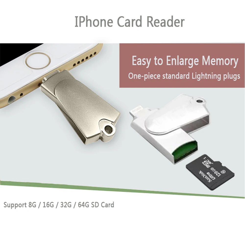 E. lixz USB 2,0 картридер 2 микро-sd TF OTG Card Reader Писатель Для iPhone 5/5S/6/6plus/6s/6s Плюс/ipad/itouch/Macbook