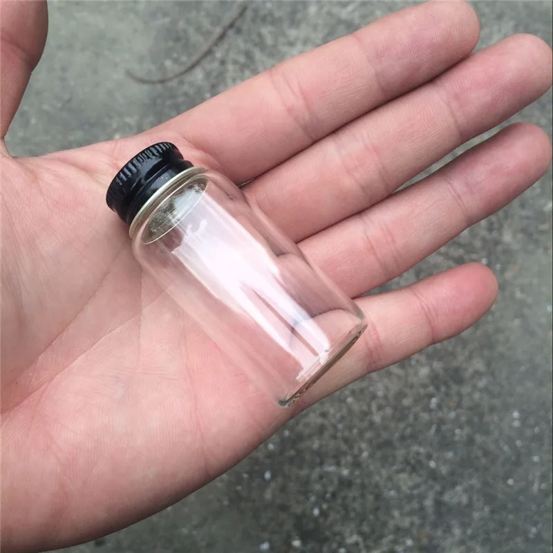 15ml Small Transparent Glass Bottles With Screw  Black Aluminum Cap Glass Jars Empty Vials Container2