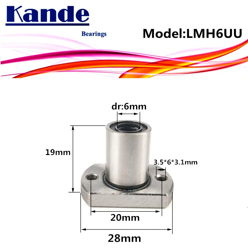 

LMH6 UU 1pcs/lot LMH6UU Round Flange Linear Ball Bearing 6mm LMH6 For 3D printer SMH6UU Kande Bearings