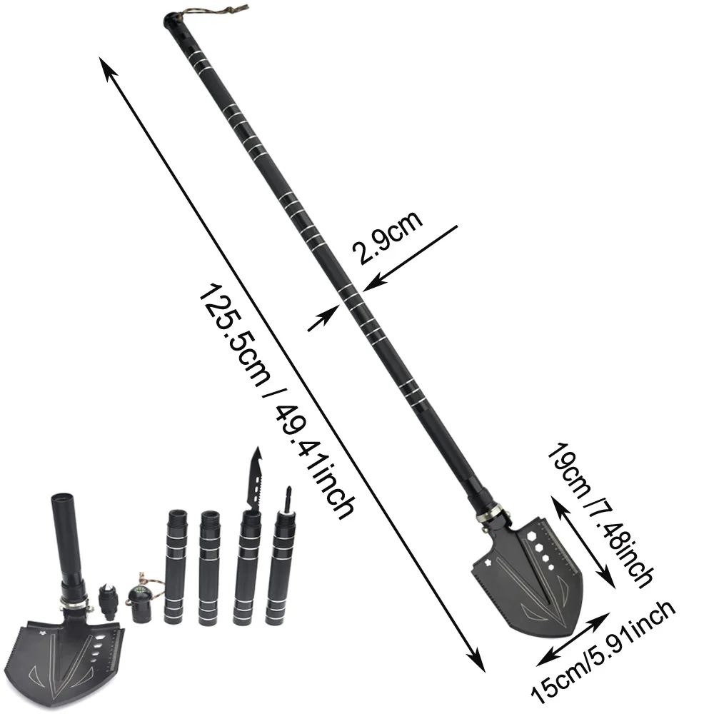 King Sea, новинка, 1,25 м, многофункциональная Складная Походная лопата, многофункциональный нож для выживания, тактическая лопата, инструменты, отвертка