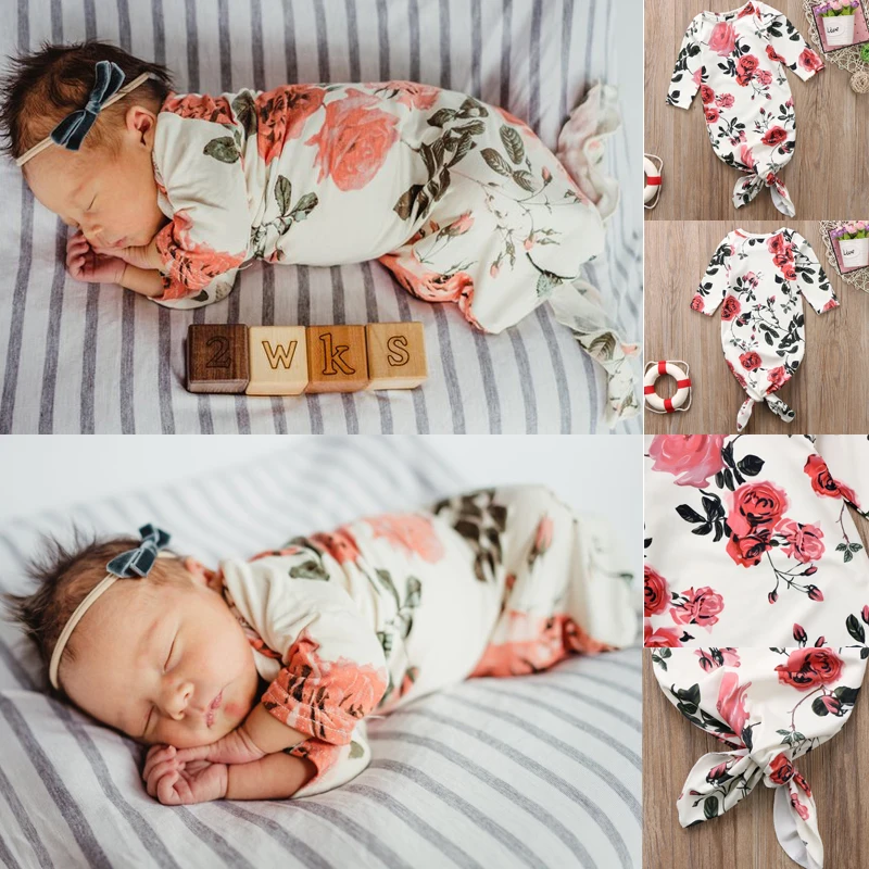 Новорожденного ребенка хлопка пеленать Одеяло с длинными рукавами для малышей Цветочный принт хлопок мягкий спальный мешок пеленать
