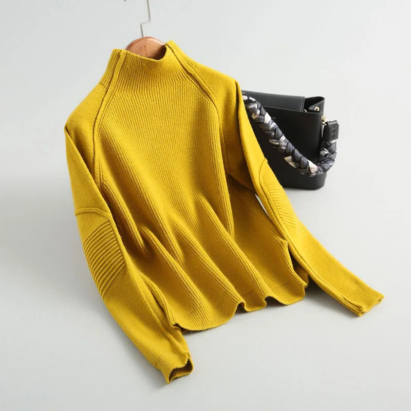 J185 женский осенне-зимний теплый свитер с высоким воротником, женский элегантный короткий вязаный свитер с длинным рукавом, шикарные свитера