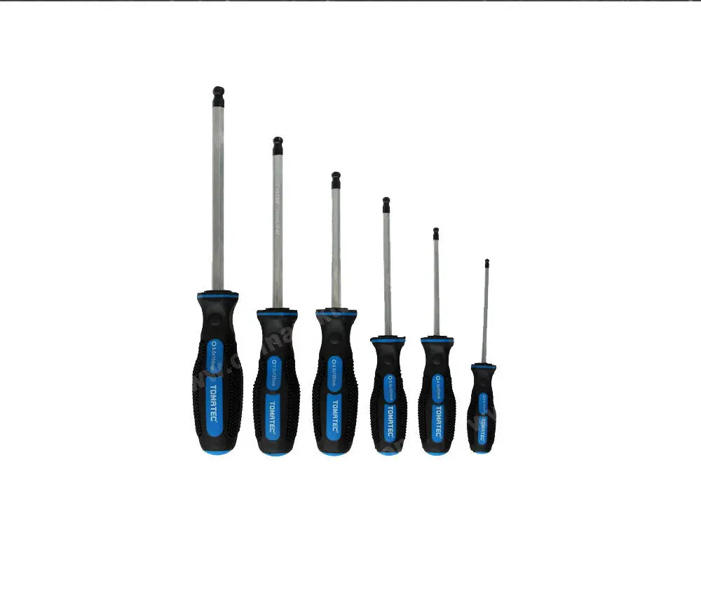 6pc Cr V Hex Allen Key Ball End Screwdriver Set H3,4,5,6,7,8mmin