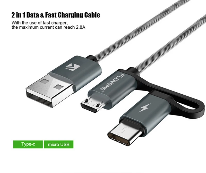 2 в 1 QC3.0 usb type-C кабель зарядного устройства для телефона Android Универсальный Micro USB кабель быстрой зарядки для смартфона