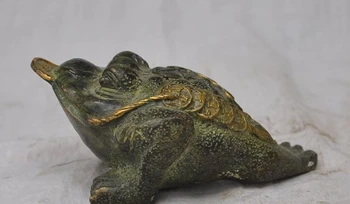 

china fengshui bronze gilt money coin Golden Toad bufo frog Money wealth statue